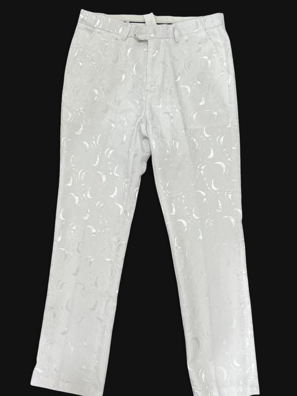 White Rose Silver Jacquard Dress Pants – Size 34